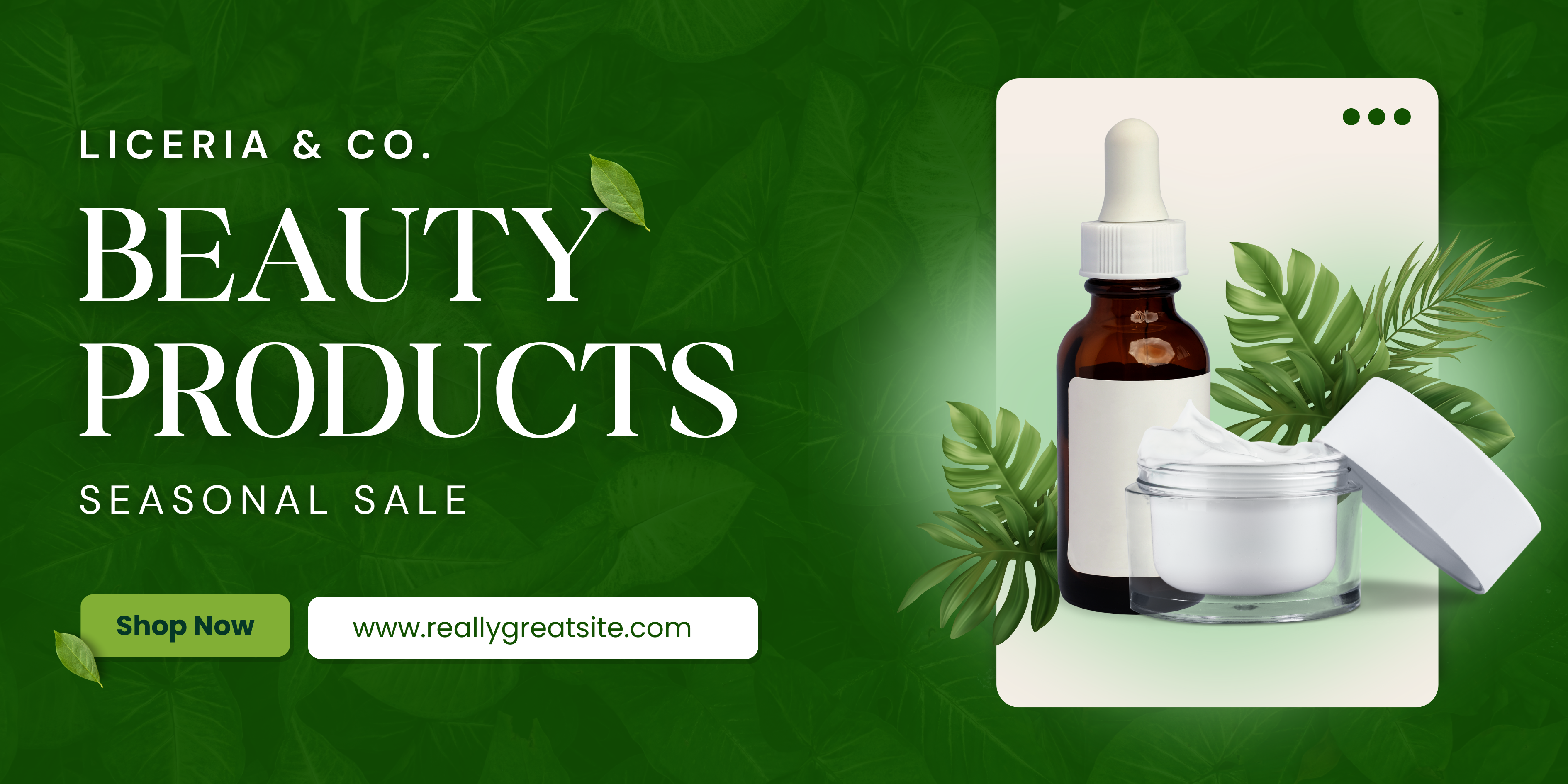 Green White Modern Beauty Products Seasonal Sale Banner