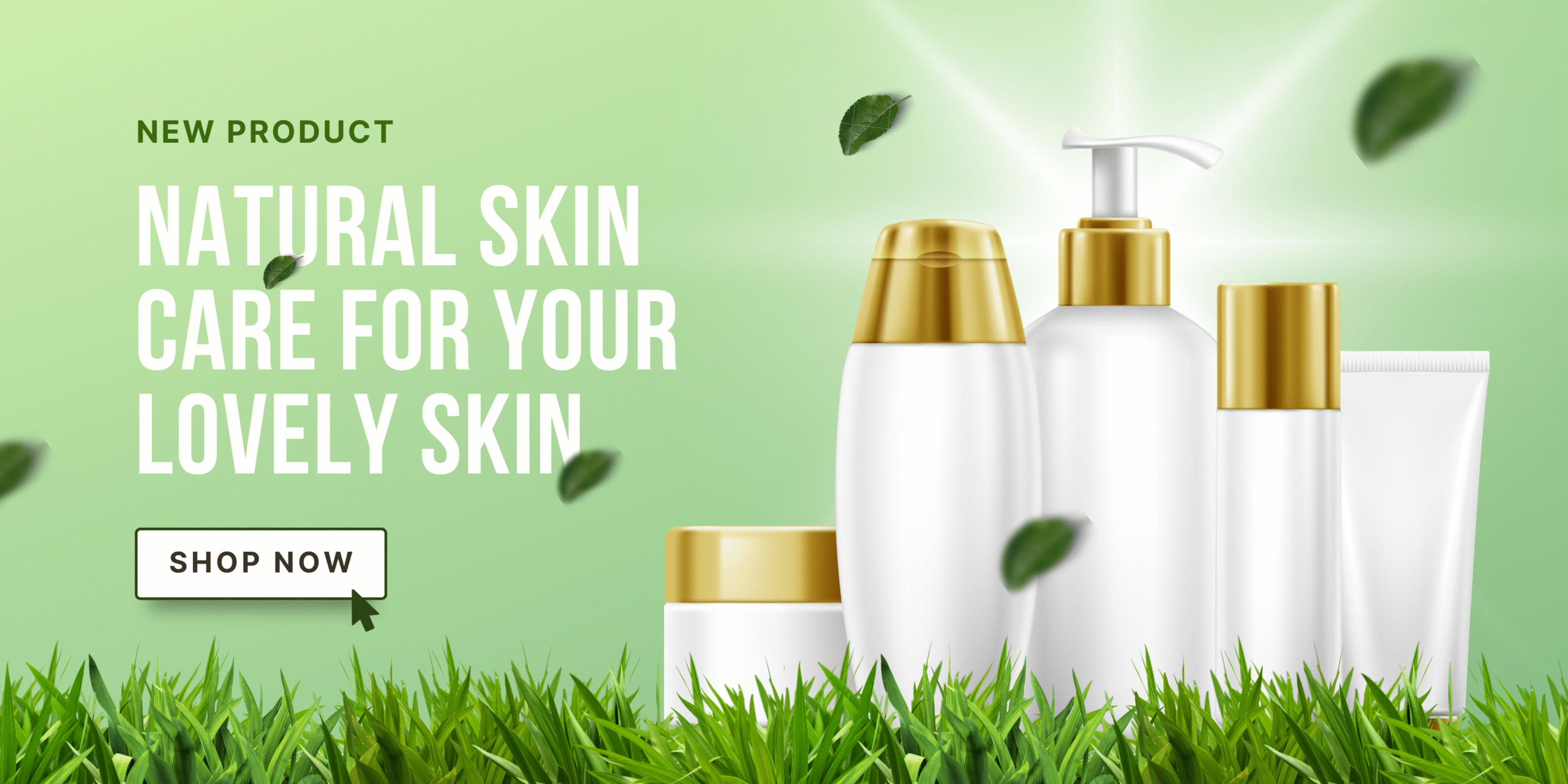 Green White Modern Beauty Products Seasonal Sale Banner (2)